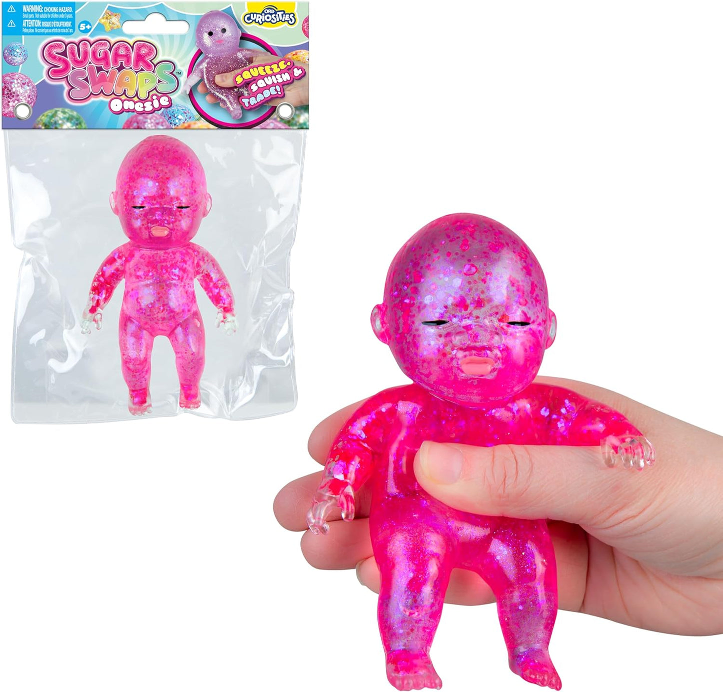 ORB Sugar Swaps Jumbo Baby Squishies - Pink and Purple 2-Pack of Sparkly Stress Relief and Sensory Toys for All Ages