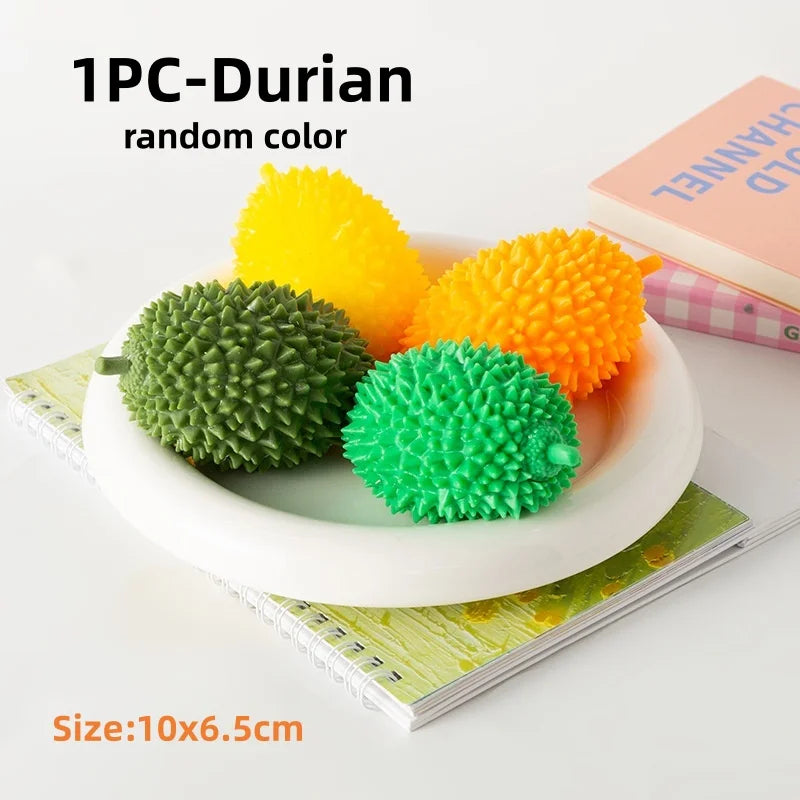 Dragon Fruit, Peach, Orange, Durian, Mango, Banana, and Strawberry Soft Squeeze Stress Relief Fidget Toy for Office and Home