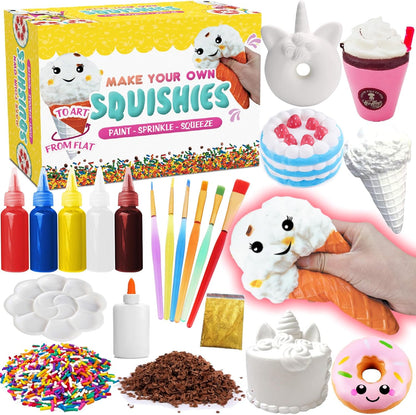 DIY Squishy Painting Kit - Sensory Stress Relief Toys for Children Ages 4-10, Featuring Unicorns, Ice Cream, Cakes, and Donuts