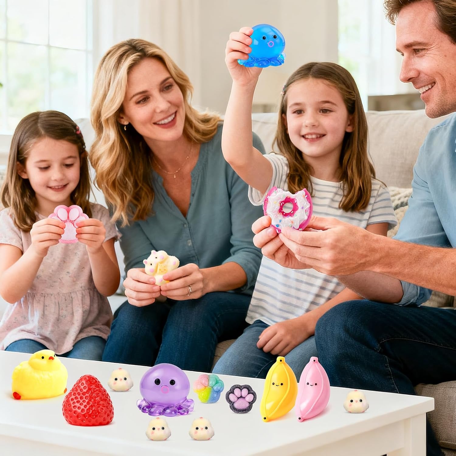 20-Piece Taba Squishy Fidget Toy Pack - Stress Relief Sensory Toys Featuring Chick, Cat Paws, Hamster, and Strawberry Designs - Ideal for Kids, Classroom Gifts, and Goodie Bags (11 Large + 9 Small)