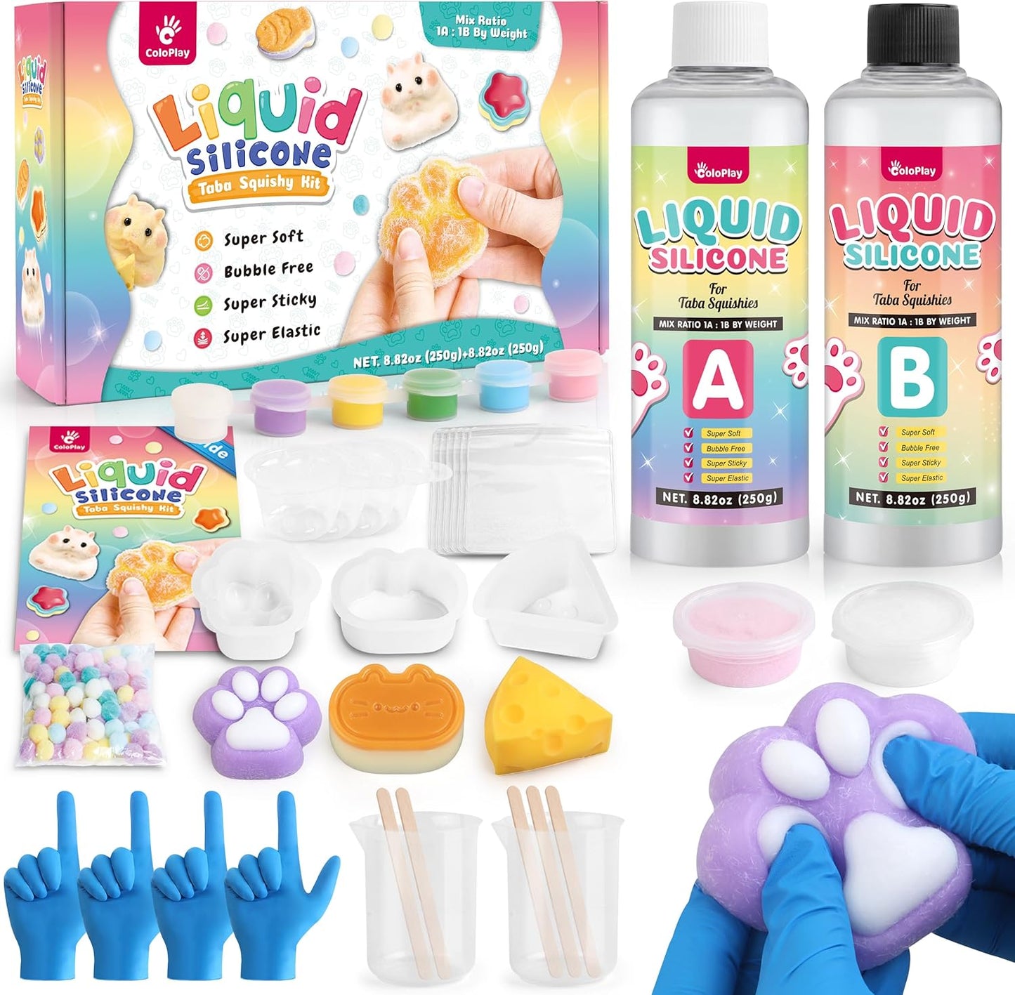 Taba Squishy Making Kit for Children - Crafting Set for Girls Aged 8-12 | 18OZ Rubber with Beginner's Guide and Molds - Ideal Arts and Crafts Gift for Birthdays