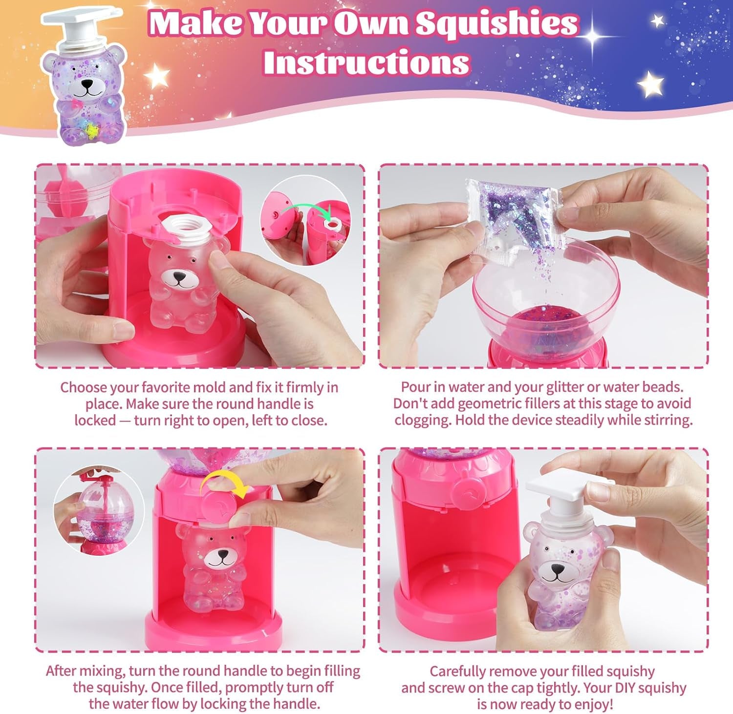 DIY Hand-Crank Squishy Maker - Create 12 Adorable Animal Squishies with Decorative Fillings for Stress Relief Gifts