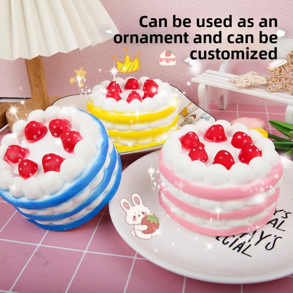 Jumbo Strawberry Cake Squishy - PU Slow Rising Stress Relief Toy for Kids