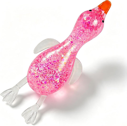 Glitter Duck Stress Ball - Soft Slow Rising Squishy Toy for Anxiety Relief, Ideal Sensory Fidget for Adults and Kids, Unique Desk Decor