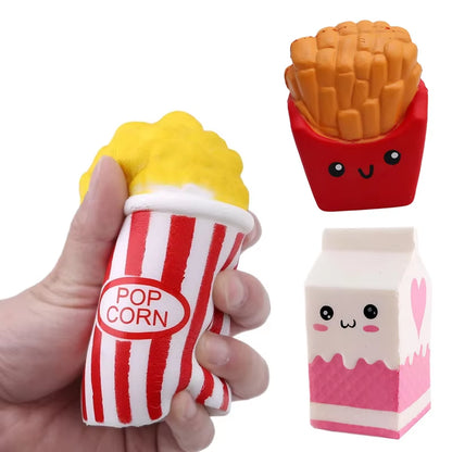 Jumbo Kawaii Popcorn Anti-Stress Squeeze Toy - Soft Rising Fun Food Props for Events and Entertainment