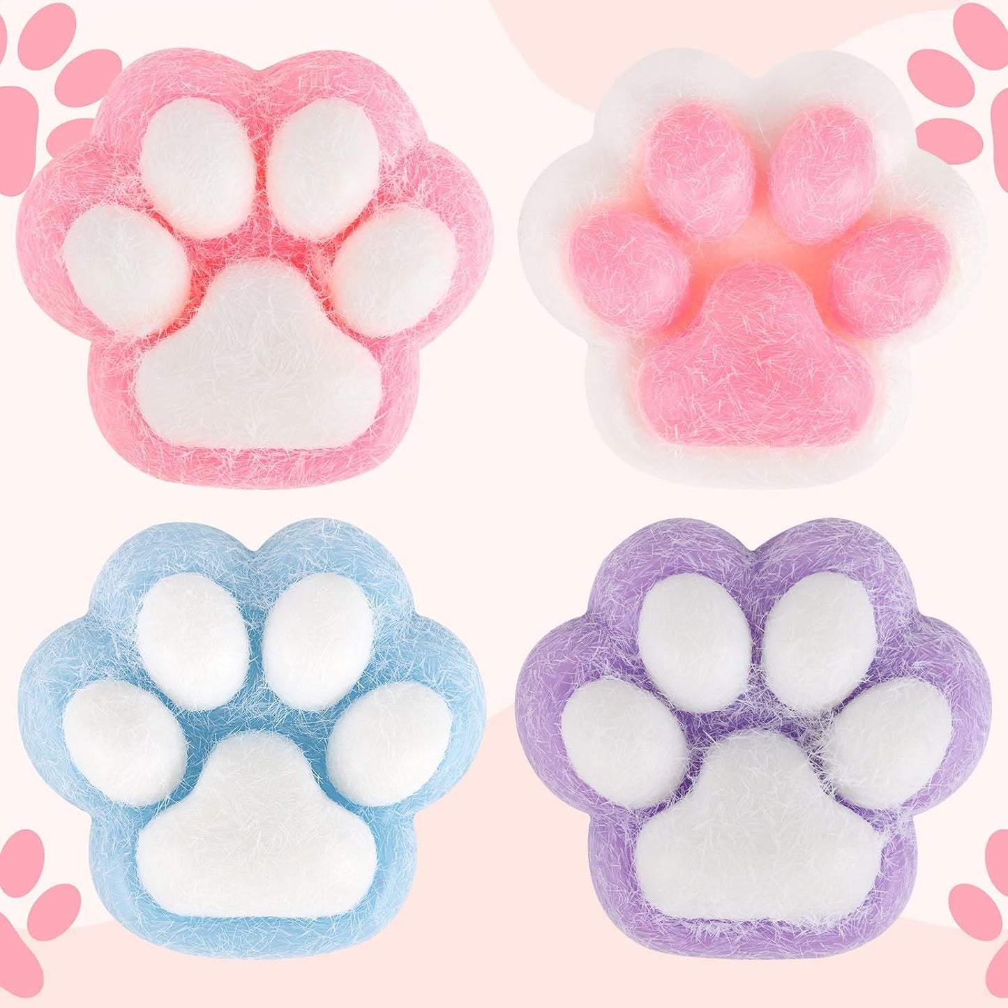 4-Pack Soft Squishy Cat Paw Stress Relief Toys for Kids and Adults - Ideal for Anxiety Management, Classroom Rewards, Birthday Gifts, and Party Favors