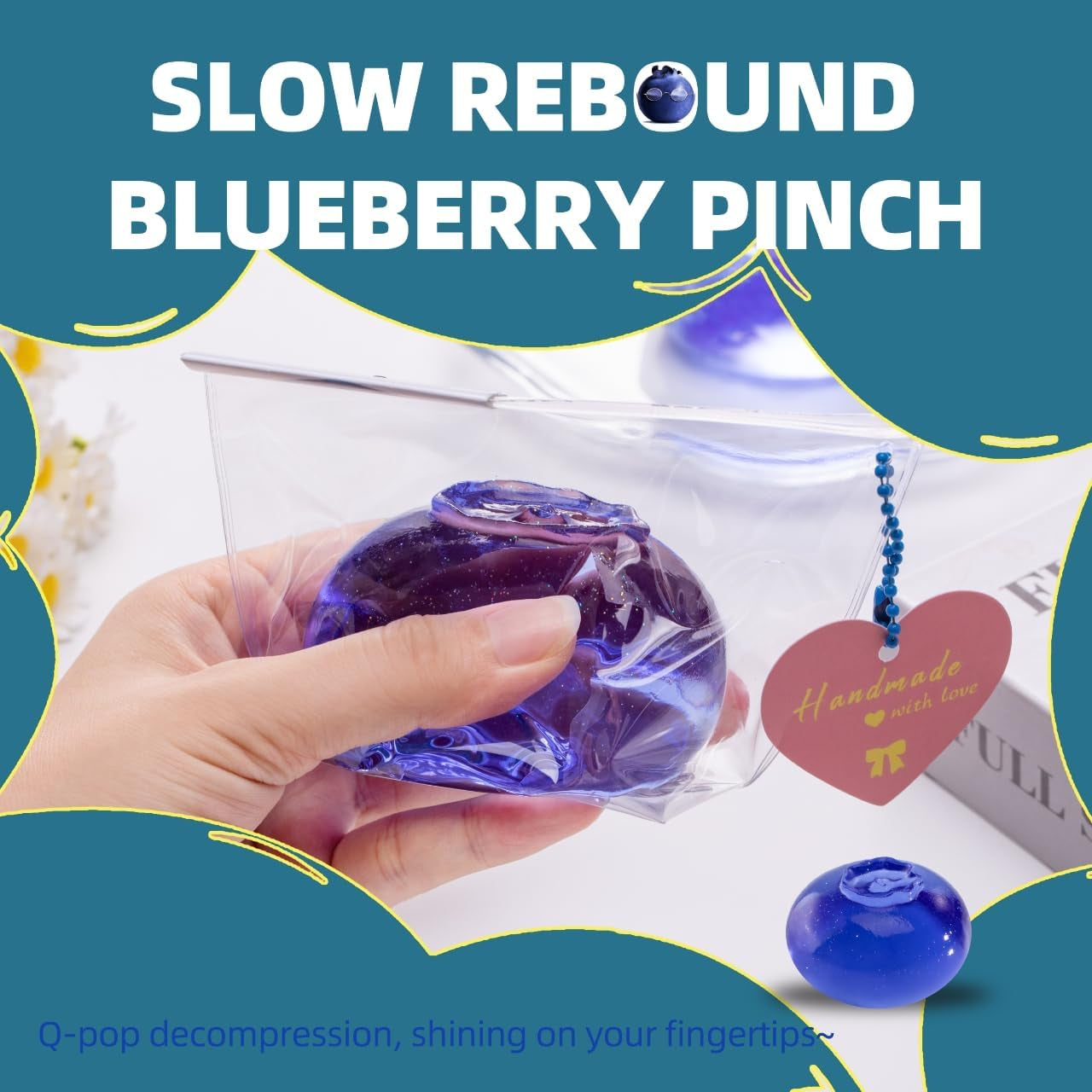 Handcrafted Silicone Taba Clear Blueberry Jumbo Squishy Toy - Safe, Non-Toxic Stress Relief and Fidgeting Aid for Kids and Adults