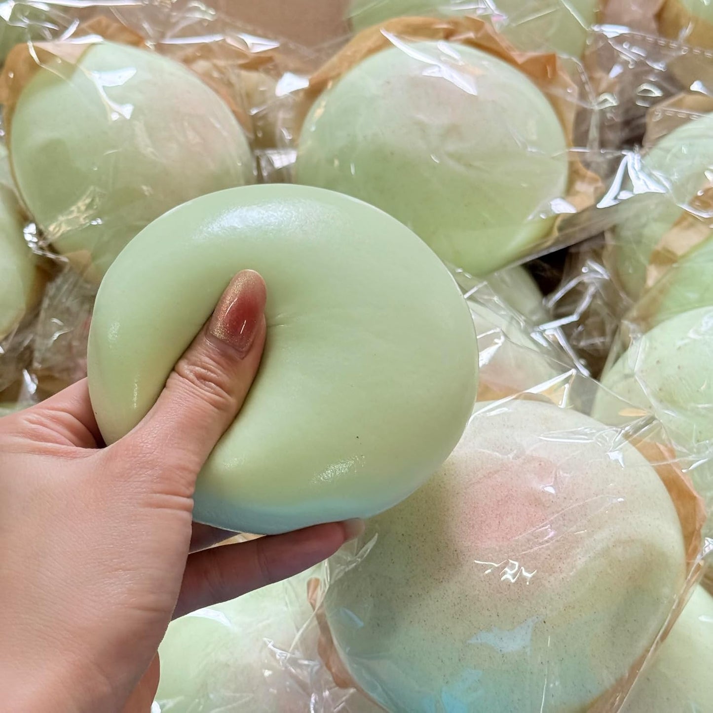 Cheese Slow Rising Squishy and Sticky Bread Fidget Toys | Foam Butter Bread Stress Balls for Stress Relief, ADHD Management, and Party Favors (Green)