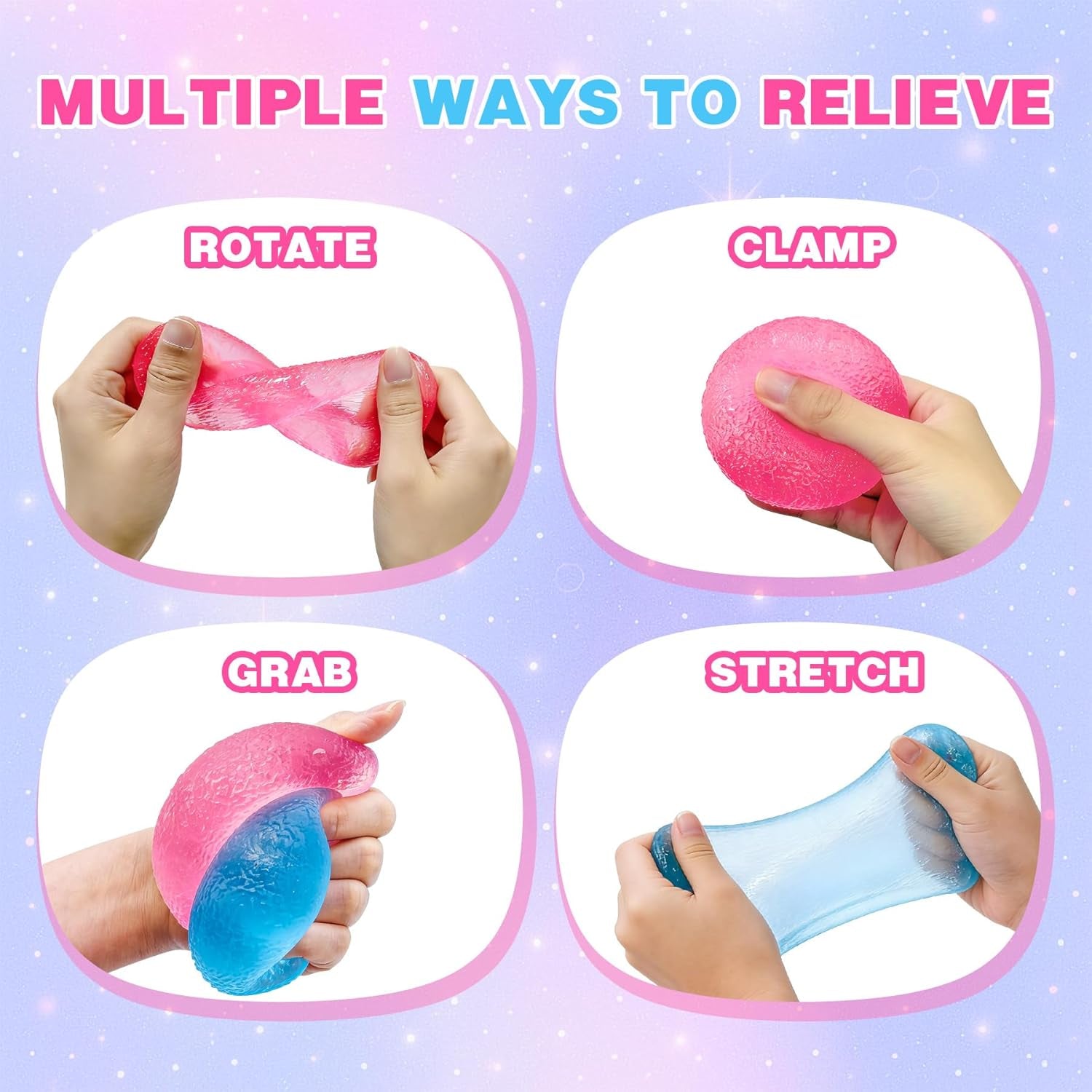 Gumdrops Squishy Stress Balls - Set of 3, Durable Fidget Toys for Children and Adults, Ideal for Classroom Rewards, Party Favors, Easter Basket Fillers, and Gifts