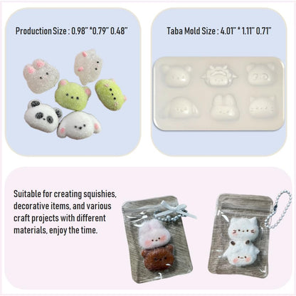 Set of 2 Animal Silicone Molds for DIY Taba and Kawaii Character Squishies, Mini Taba Squishy and Soap Making Molds