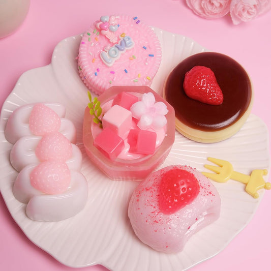 Set of 5 Handmade Taba Squishies - Ultra-Realistic Dessert Cookie Stress Relief Toys, Ideal for Fidgeting and Party Favors, Packaged in OPP