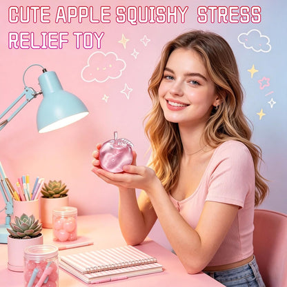 Stress Relief Apple Squishy Toy - Slow Rising Fruit Stress Ball for Adults, Cute Desk Decor (Green)