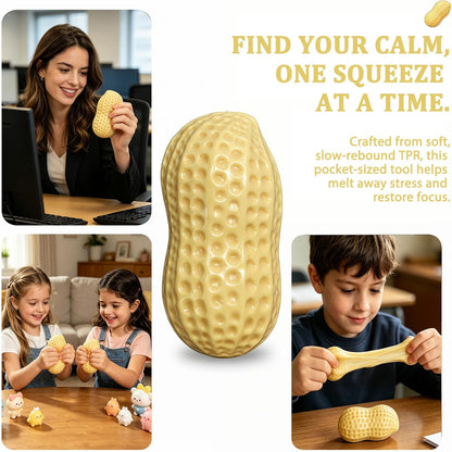 Peanut-Shaped Stress Relief Ball - Soft TPR Fidget Toy for Anxiety Relief and Hand Relaxation, Ideal for Desk Decor and Gift (1 Piece)