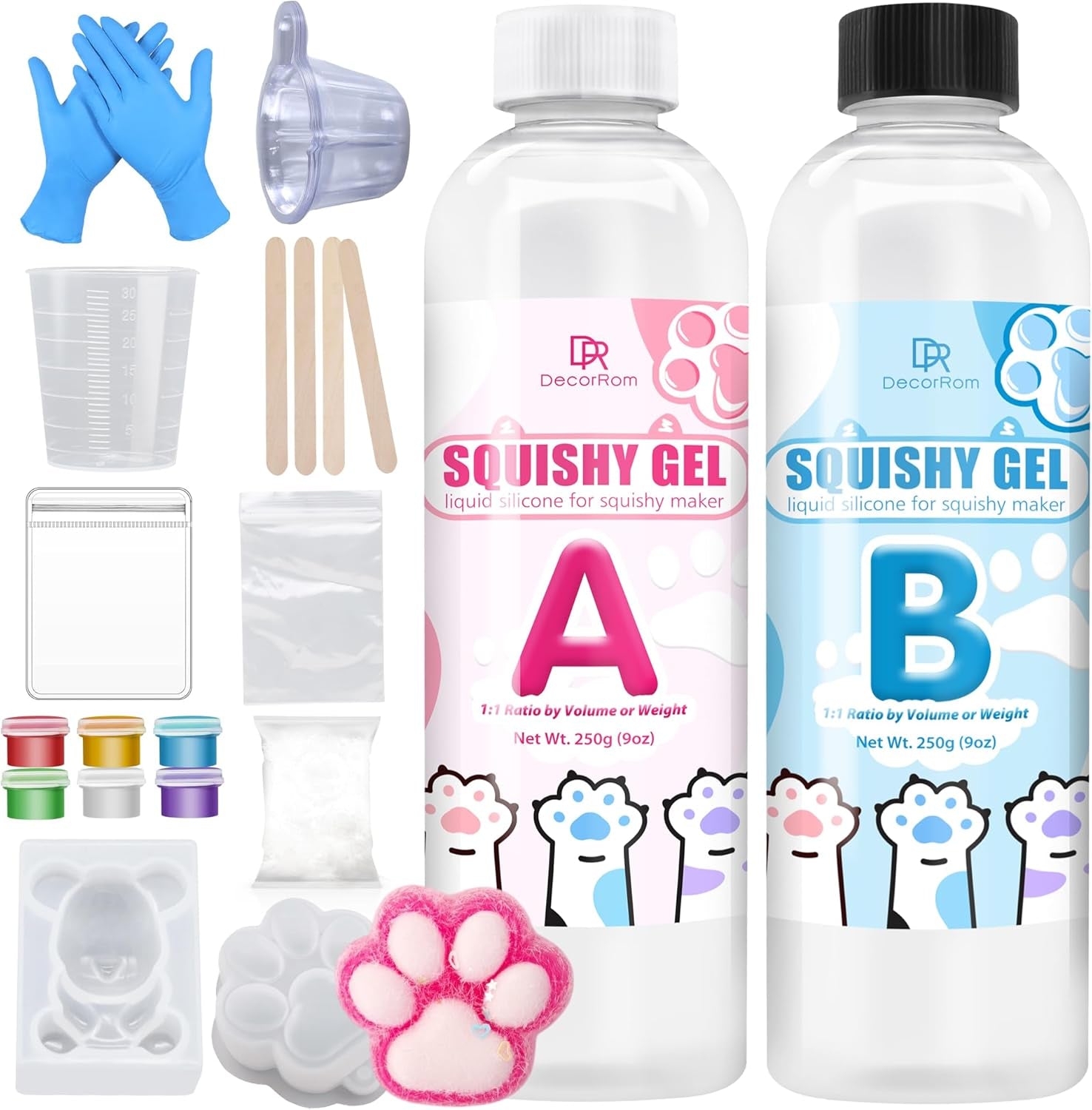Gel for Taba Squishy Kit, 18Oz Liquid Silicone Super Soft Fast Cure for Squishy Maker, All-In-1 Squishy Making Rubber for Cat Paw Casting Hamster Molding, Stress Relief Decompression Craft Adult Hobby