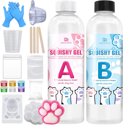 Gel for Taba Squishy Kit, 18Oz Liquid Silicone Super Soft Fast Cure for Squishy Maker, All-In-1 Squishy Making Rubber for Cat Paw Casting Hamster Molding, Stress Relief Decompression Craft Adult Hobby