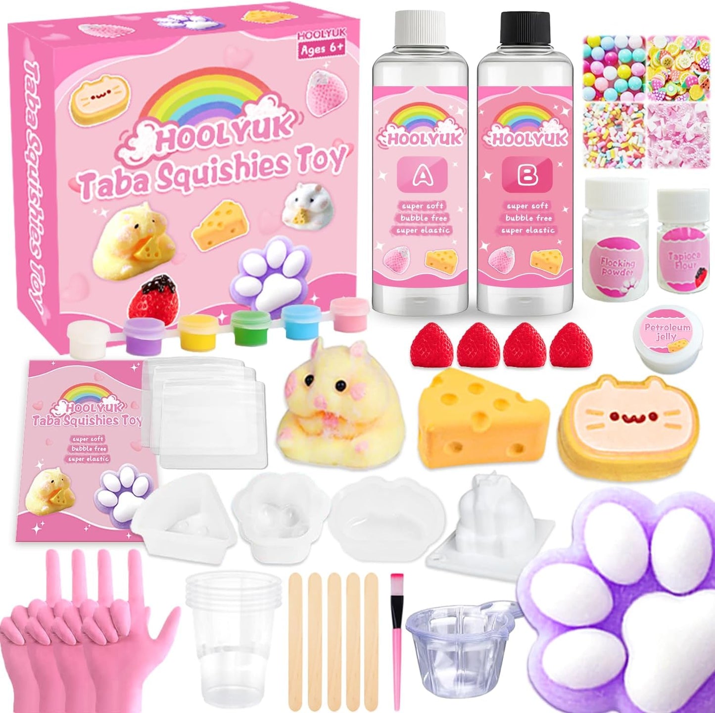 Taba Toy DIY Squishy Making Kit - 1:1 AB Liquid Silicone Fufu Squishy Kit with Molds for Custom Stress Relief Toys and Gifts for Any Occasion