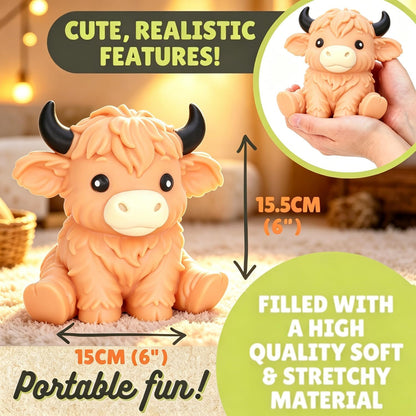 Giant Highland Cow Squishy Stress Relief Ball - Jumbo Soft Slow Rising Anxiety Toy for Parties and Favors