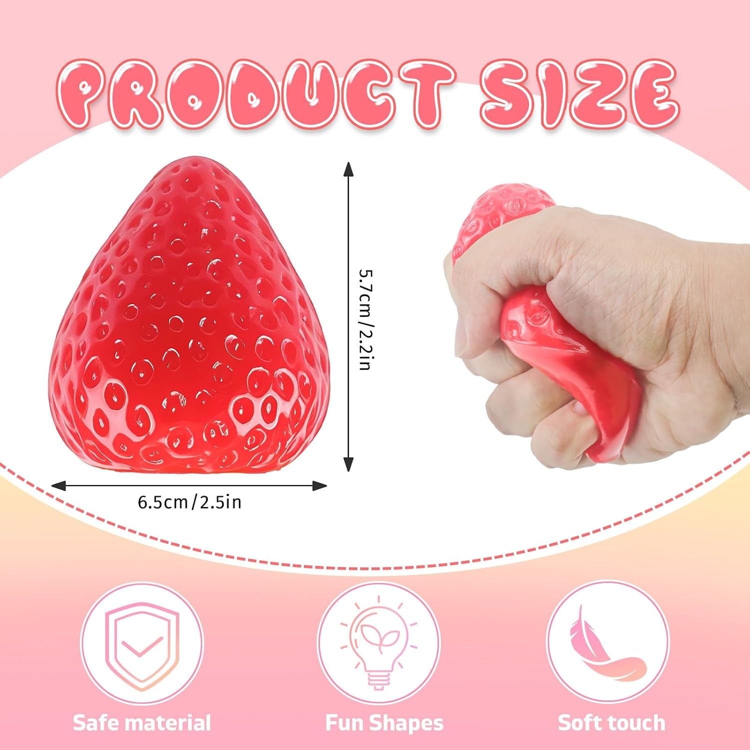 4 Packs Big Strawberry Squishies Fidget Toys Adults, Ultra Soft Sticky Stress Relief Toys Squeeze Toys for Autism, Birthday Gifts Easter Basket Stuffers Easter Gifts