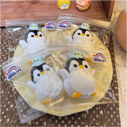 Slicone Taba Squishy, Stress Ball,Calming Fidget Toy, Penguin | FUFU Squishies Silicone Toys, Stress Relieving Fur Ball, OPP Packaging Gifts, Fidget Toys for Anxiety & Relaxation