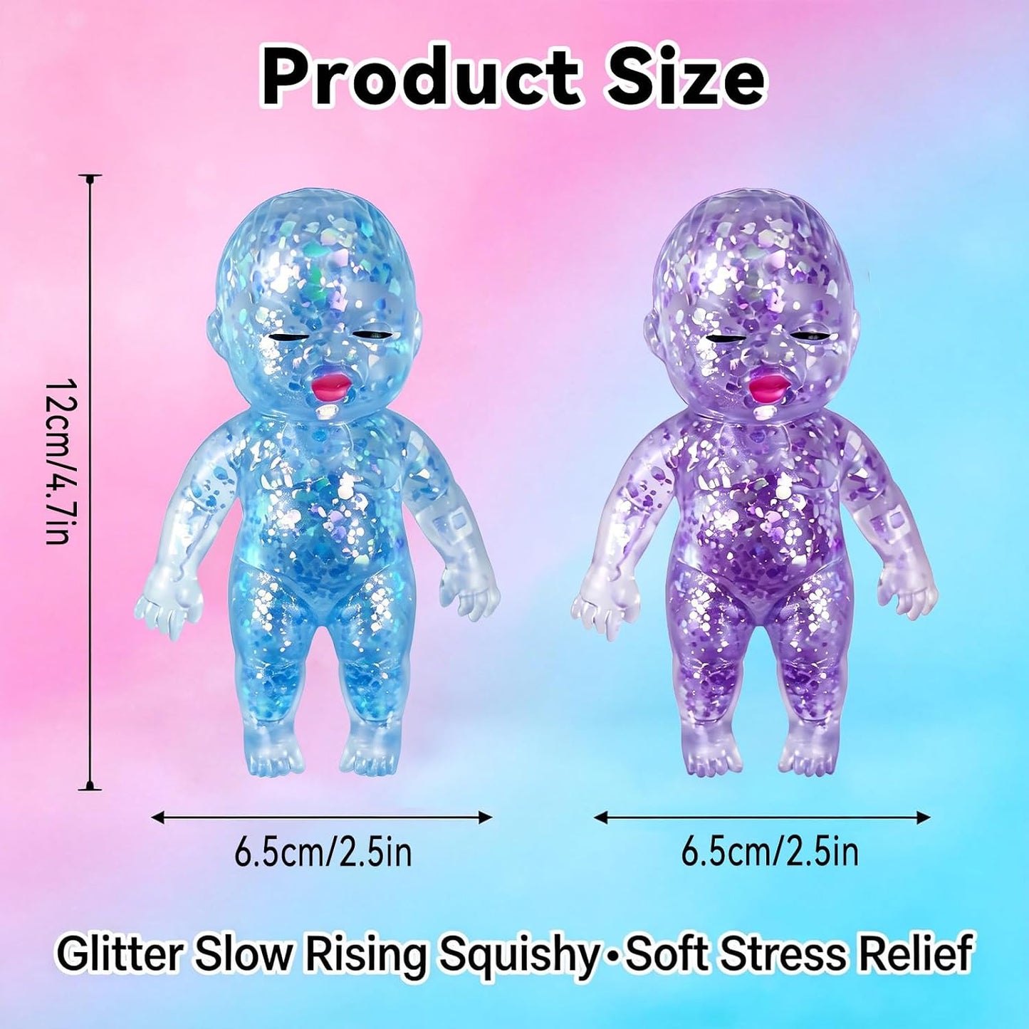 3PCS Squishies Glittery, Slow Rising Squishies, Desk Decor & Anxiety Relief | Soft Squeezable Fidget Toy, Ideal for Birthday Gifts, Party Favors, Easter Basket Stuffers