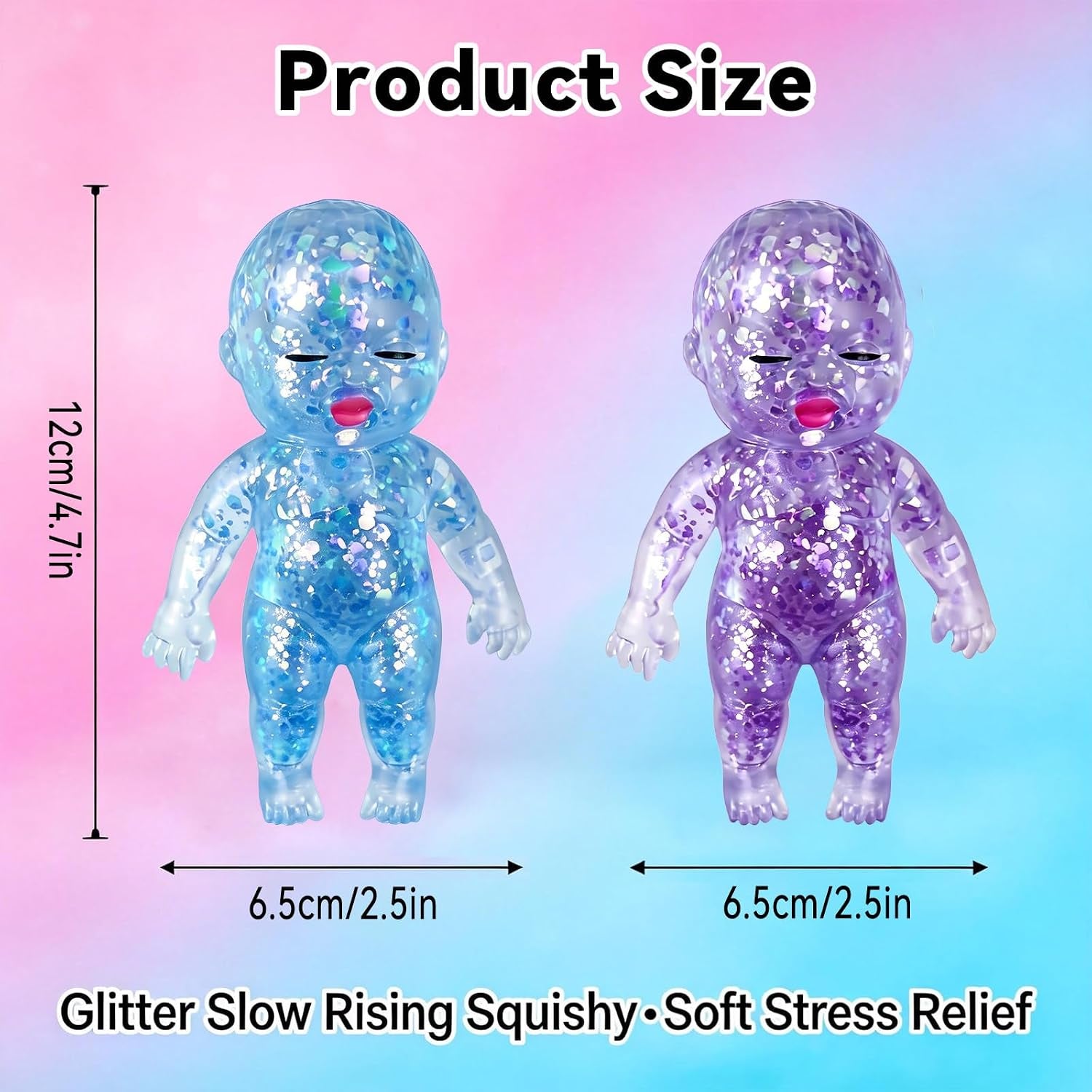 3PCS Squishies Glittery, Slow Rising Squishies, Desk Decor & Anxiety Relief | Soft Squeezable Fidget Toy, Ideal for Birthday Gifts, Party Favors, Easter Basket Stuffers