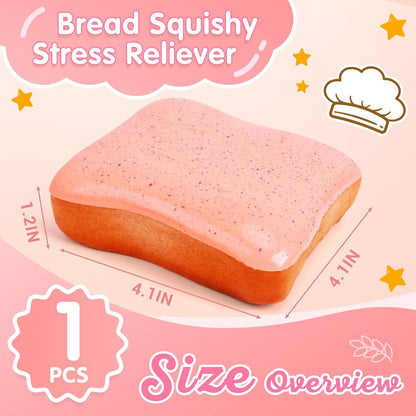 Pink Bread Butter Slow Rising Squishy Fidget Toy | Sensory Stress Relief for Kids and Adults, Ideal for Anxiety Relief and Party Favors