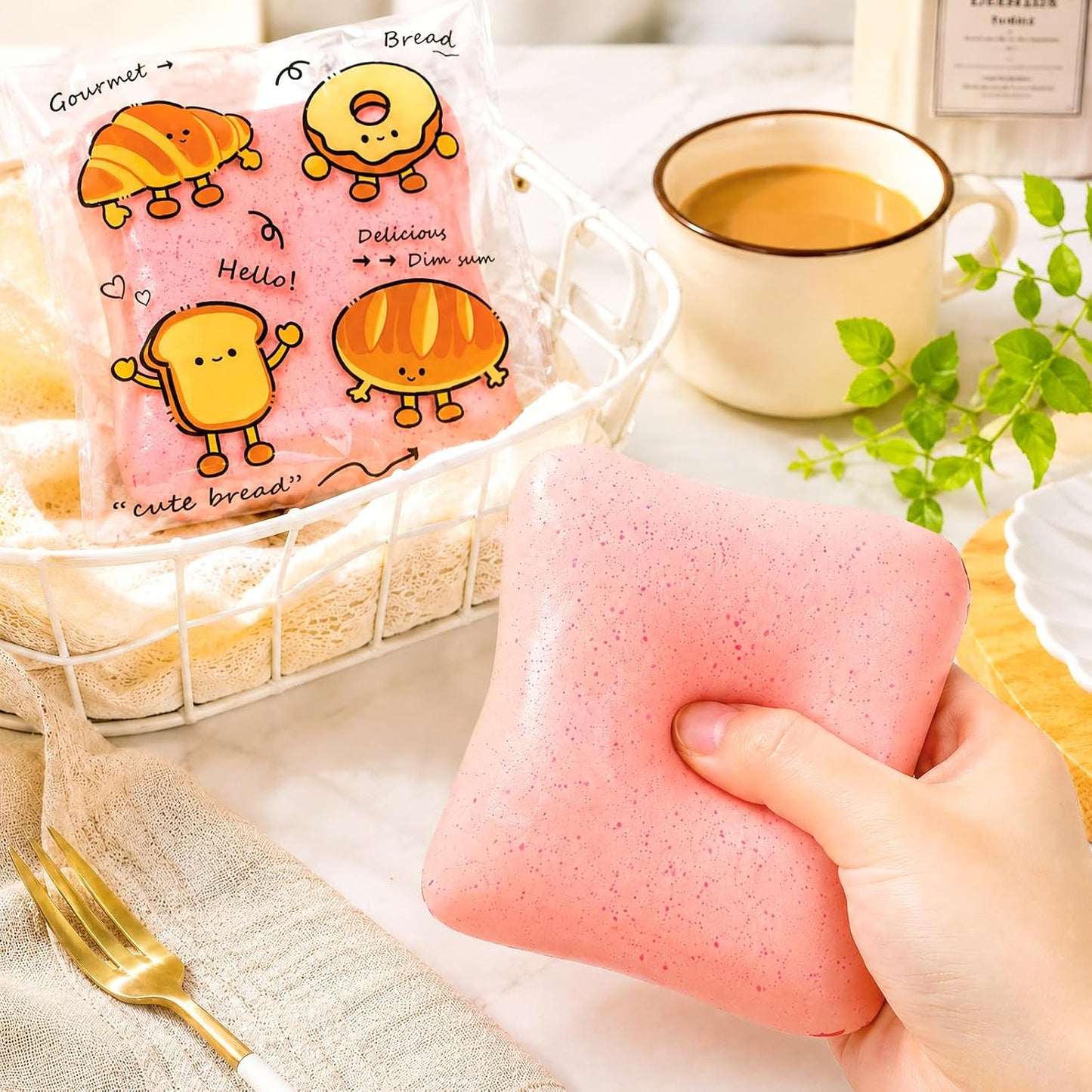 Pink Bread Butter Slow Rising Squishy Fidget Toy | Sensory Stress Relief for Kids and Adults, Ideal for Anxiety Relief and Party Favors