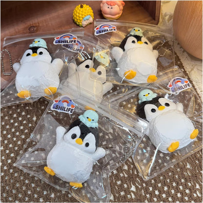 Slicone Taba Squishy, Stress Ball,Calming Fidget Toy, Penguin | FUFU Squishies Silicone Toys, Stress Relieving Fur Ball, OPP Packaging Gifts, Fidget Toys for Anxiety & Relaxation