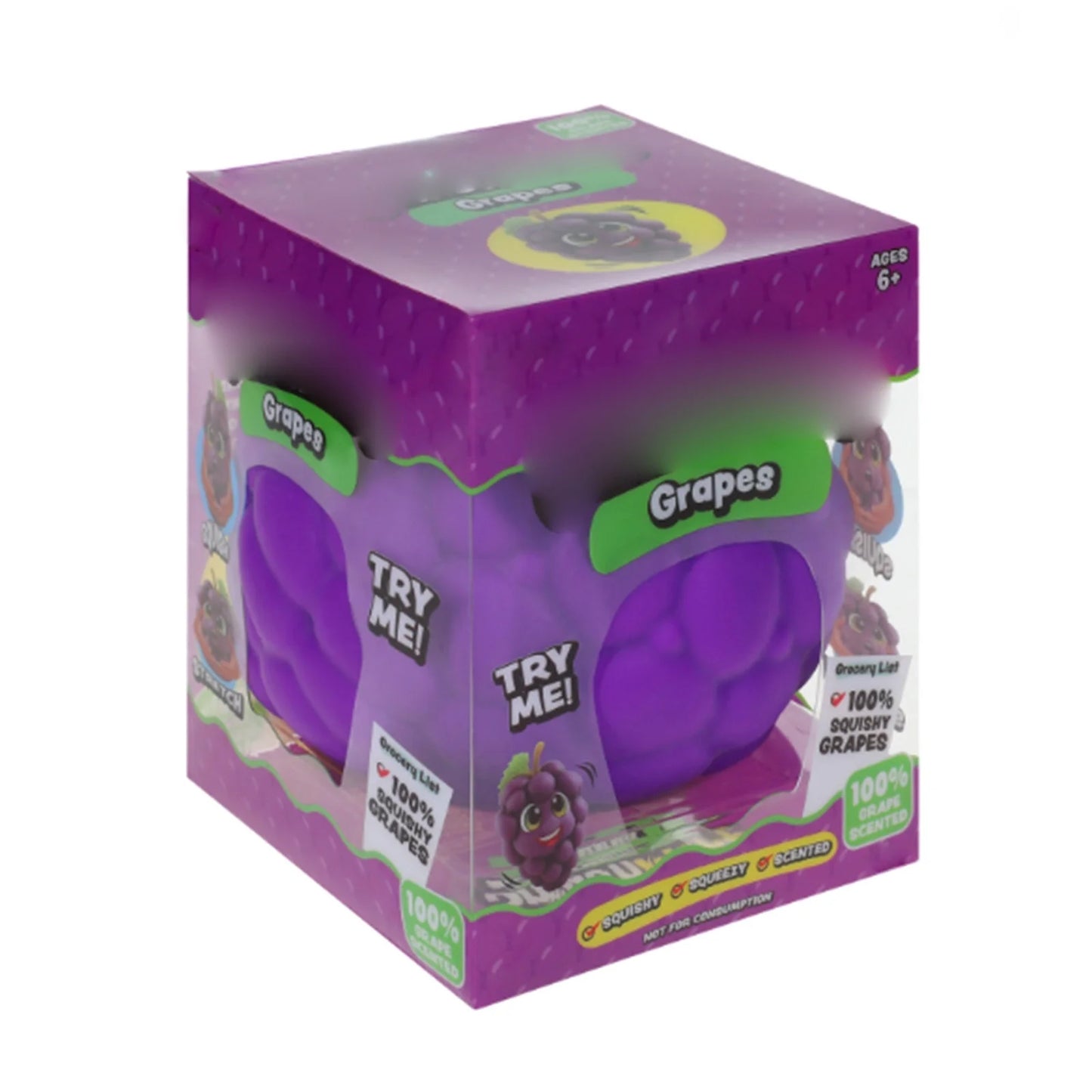 Purple Grape Squish Toys, 3.5" Fruit Taba Squish Toys, Stress Balls, Gifts