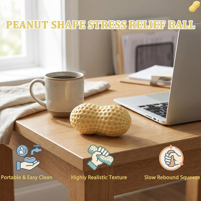 Peanut-Shaped Stress Relief Ball - Soft TPR Fidget Toy for Anxiety Relief and Hand Relaxation, Ideal for Desk Decor and Gift (1 Piece)