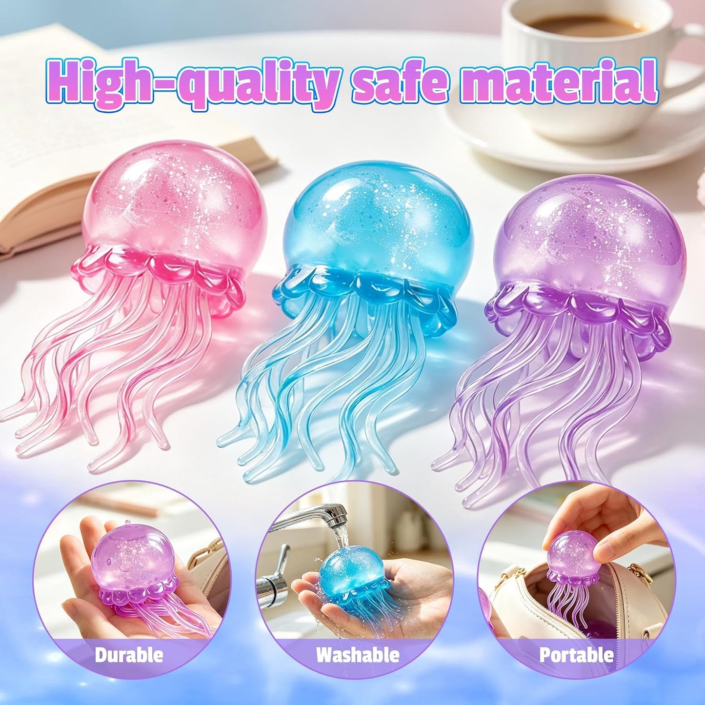 Jellyfish Squishy Squeeze Toy - 3.78 Inch Slow Rise Sensory Fidget Toy, Ideal for Parties, Classrooms, and Family Gifts - Suitable for Adults, Teenagers, and Children (Pink)