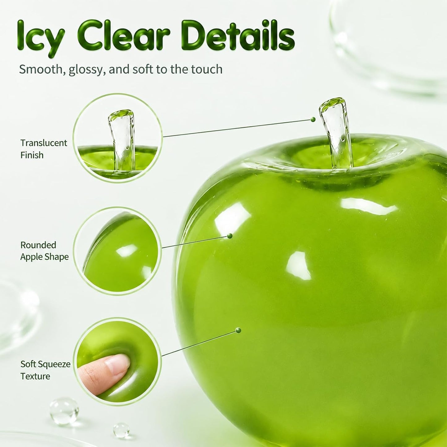 Pink Apple Squishy Slushy Coconut Oil Stress Relief Toy - Giant Slow Rising Fidget Squeeze Ball for Adults