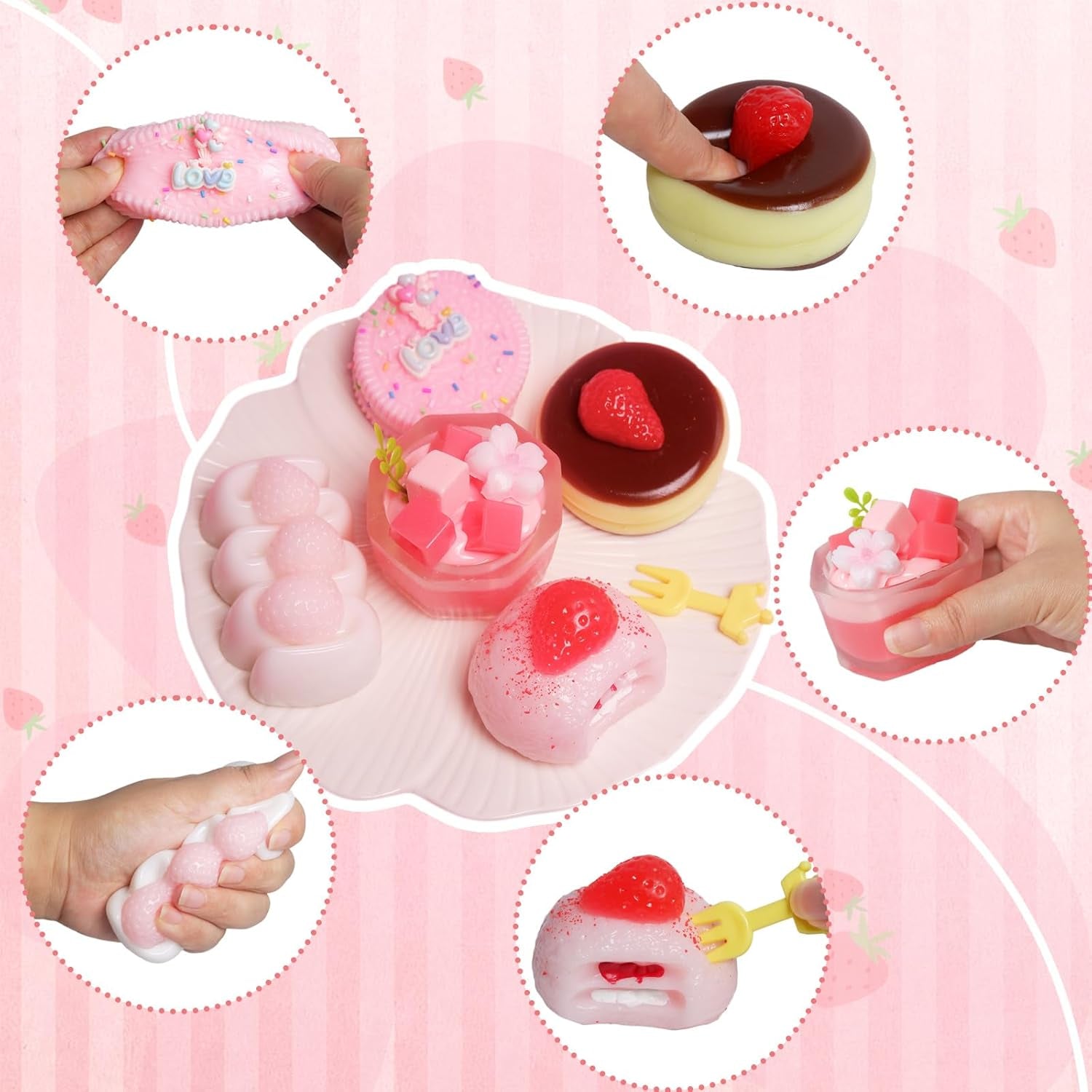 Set of 5 Handmade Taba Squishies - Ultra-Realistic Dessert Cookie Stress Relief Toys, Ideal for Fidgeting and Party Favors, Packaged in OPP