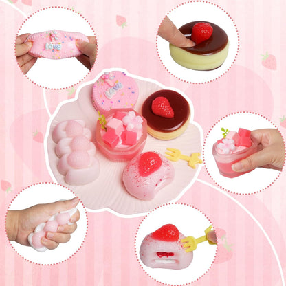 Set of 5 Handmade Taba Squishies - Ultra-Realistic Dessert Cookie Stress Relief Toys, Ideal for Fidgeting and Party Favors, Packaged in OPP
