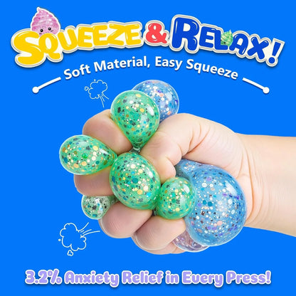 Glitter Squishy Stress Ball - Fidget Toy for Relaxation and Entertainment for All Ages