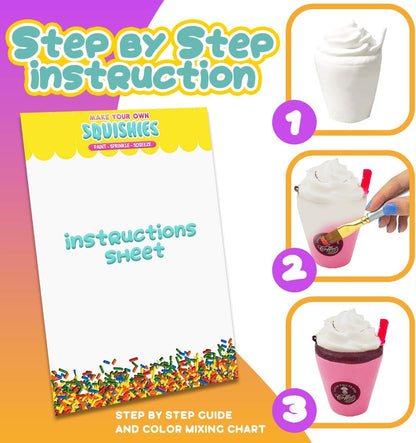 DIY Squishy Painting Kit - Sensory Stress Relief Toys for Children Ages 4-10, Featuring Unicorns, Ice Cream, Cakes, and Donuts