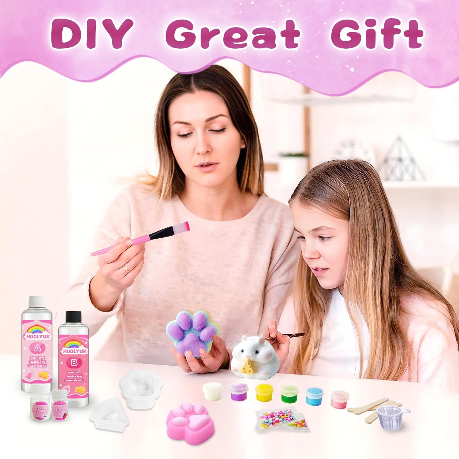 Taba Toy DIY Squishy Making Kit - 1:1 AB Liquid Silicone Fufu Squishy Kit with Molds for Custom Stress Relief Toys and Gifts for Any Occasion