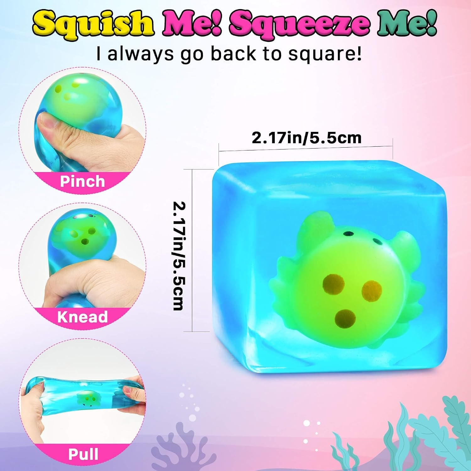 Glow in the Dark Crab Stress Relief Fidget Cube - Sensory Squishy Toy for Kids and Adults, Ideal for Autism and Anxiety Management, Perfect for Easter Basket Stuffers