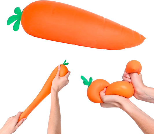 Jumbo Squish Carrot Toys, 12" Gaint Squish Vegetable - Mega Fruit Stress Relief Toys - Fidget Sensory Food Fun Gift for Kiddo, Teens Adults