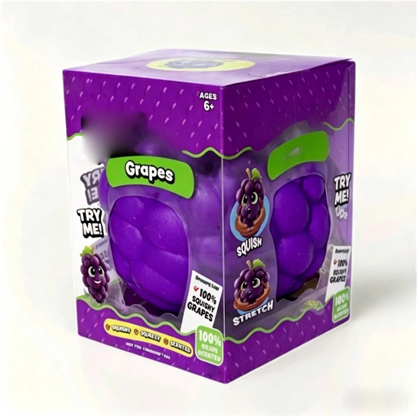 Purple Grape Squish Toys, 3.5" Fruit Taba Squish Toys, Stress Balls, Gifts