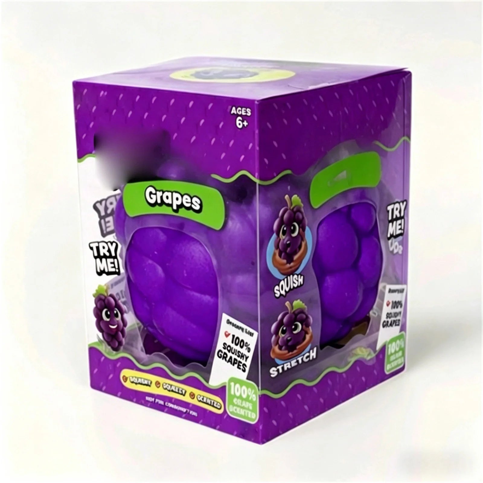Purple Grape Squish Toys, 3.5" Fruit Taba Squish Toys, Stress Balls, Gifts