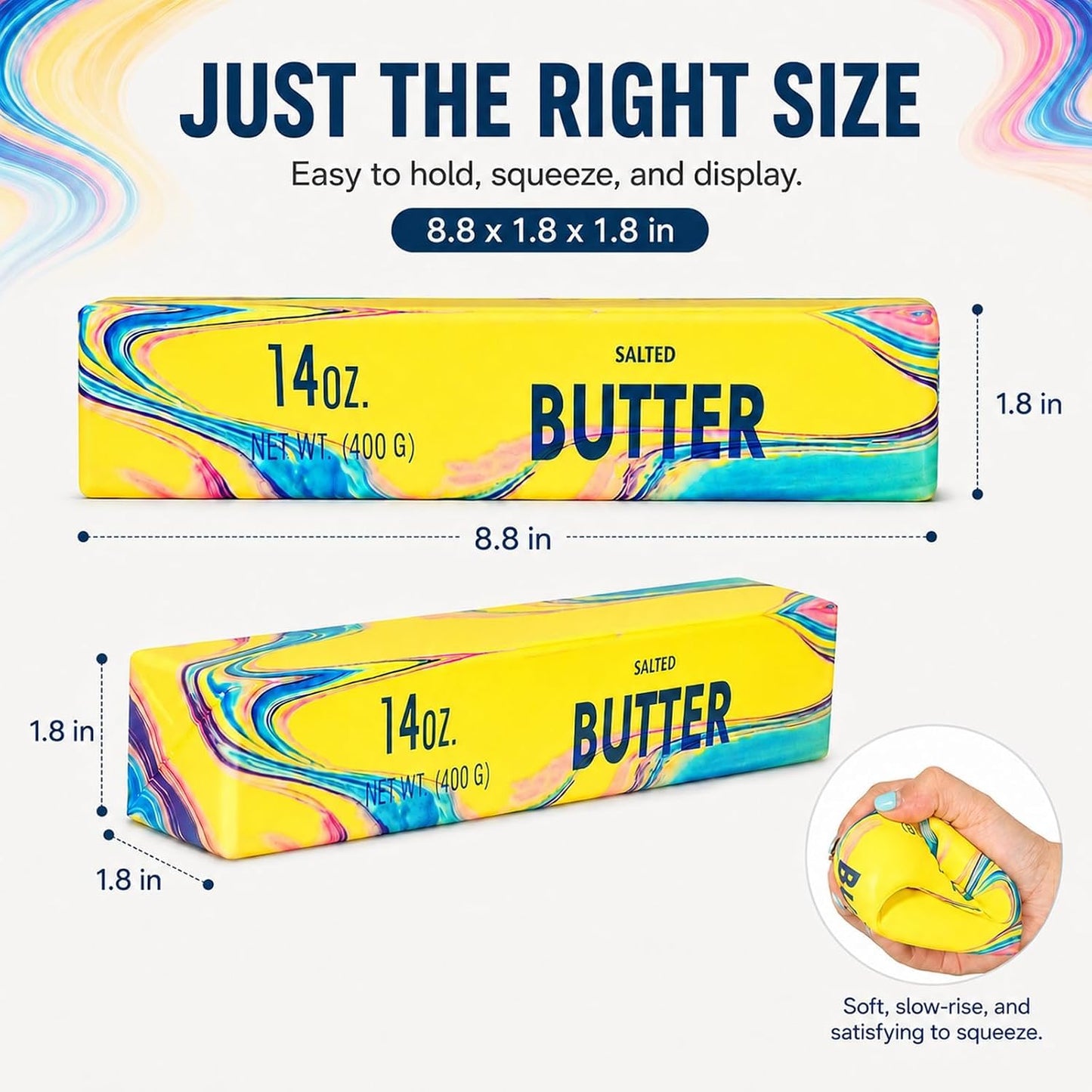 Giant Butter Squishy - 14oz Jumbo Slow Rising PU Foam Fidget Toy for Anxiety and Sensory Stress Relief for Adults, 2026 Edition