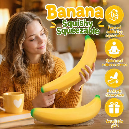 Jumbo Banana Squish Toys, 16" Fruit Taba Squish, Giant Stress Balls, Gifts