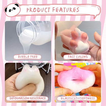 Taba Squishes Decompression Kit with Pig and Bunny Silicone Molds - 3" Paw Animal Cookie and Squishy Hamster Molds - 200g