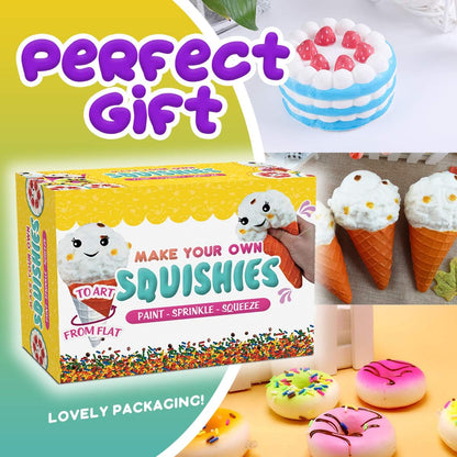 DIY Squishy Painting Kit - Sensory Stress Relief Toys for Children Ages 4-10, Featuring Unicorns, Ice Cream, Cakes, and Donuts