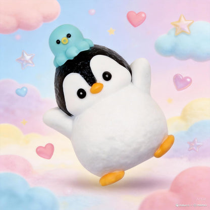 Slicone Taba Squishy, Stress Ball,Calming Fidget Toy, Penguin | FUFU Squishies Silicone Toys, Stress Relieving Fur Ball, OPP Packaging Gifts, Fidget Toys for Anxiety & Relaxation