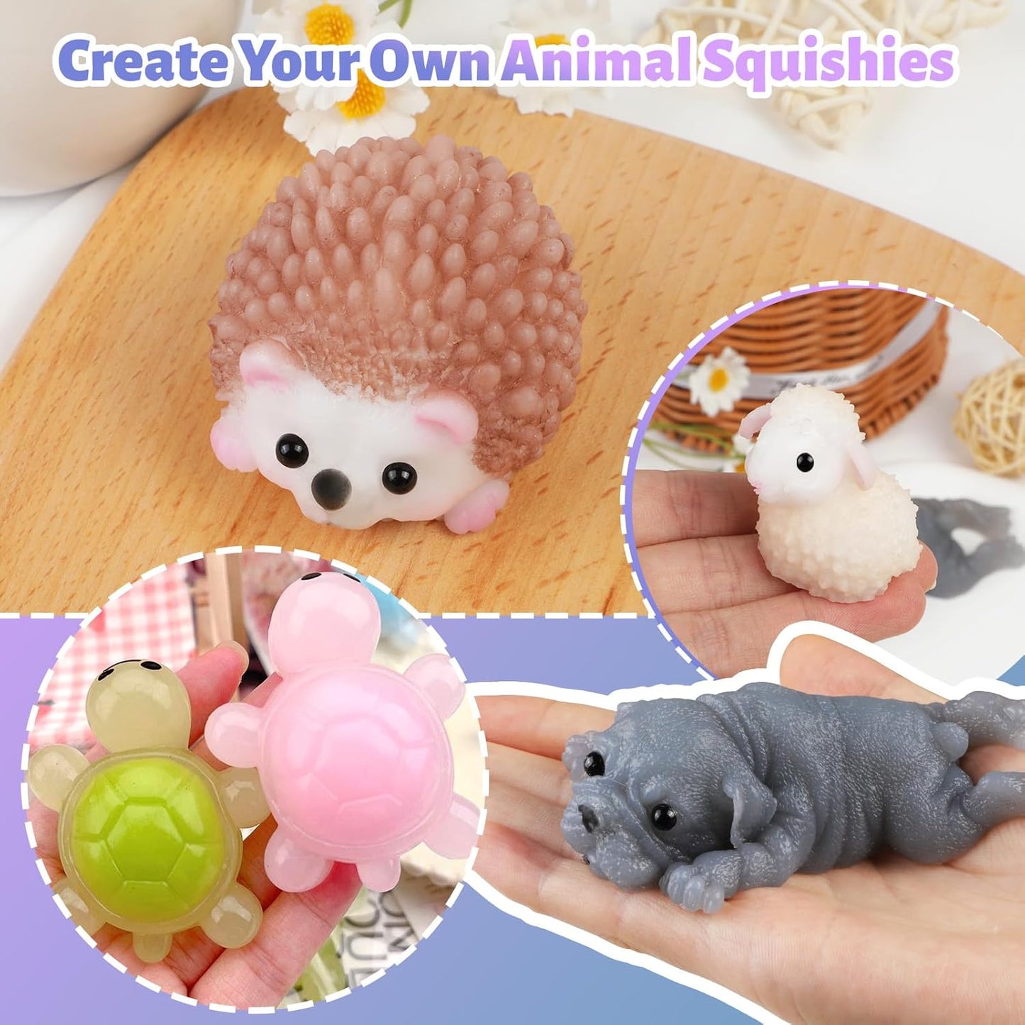 DIY Taba Squishy Kit with Animal Molds - Complete Squishy Making Set with 1:1 AB Liquid Silicone Gel (14Oz) for Custom Creations and Gifting