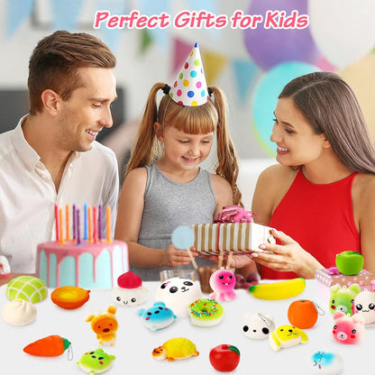 30-Piece Assorted Foam Squishies - Slow Rising Sensory Stress Ball Toys for Kids and Adults, Ideal for Party Favors, Stocking Stuffers, Birthday Celebrations, Piñatas, Easter Baskets, and Christmas Gifts