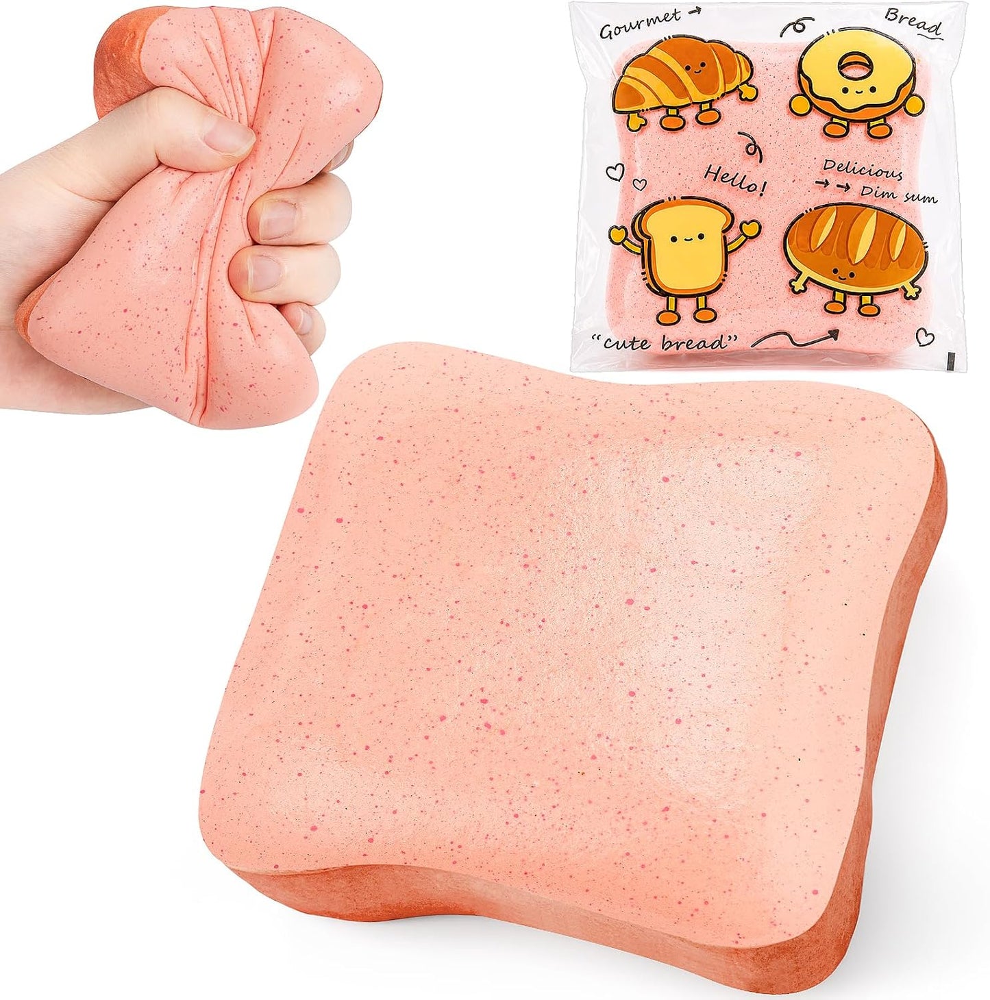 Pink Bread Butter Slow Rising Squishy Fidget Toy | Sensory Stress Relief for Kids and Adults, Ideal for Anxiety Relief and Party Favors