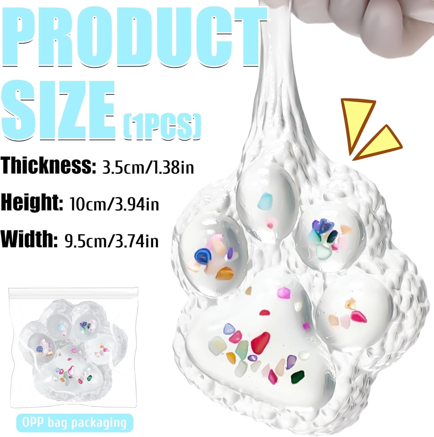 Big Taba Squishy Paw, 4.2In Clear Cat Paw Squeeze Toys, Sticky Squishy Toy | Soft Stress Relief Fidget Sensory Toys, Executive Desk Toys & Party Favors for Kids & Adults